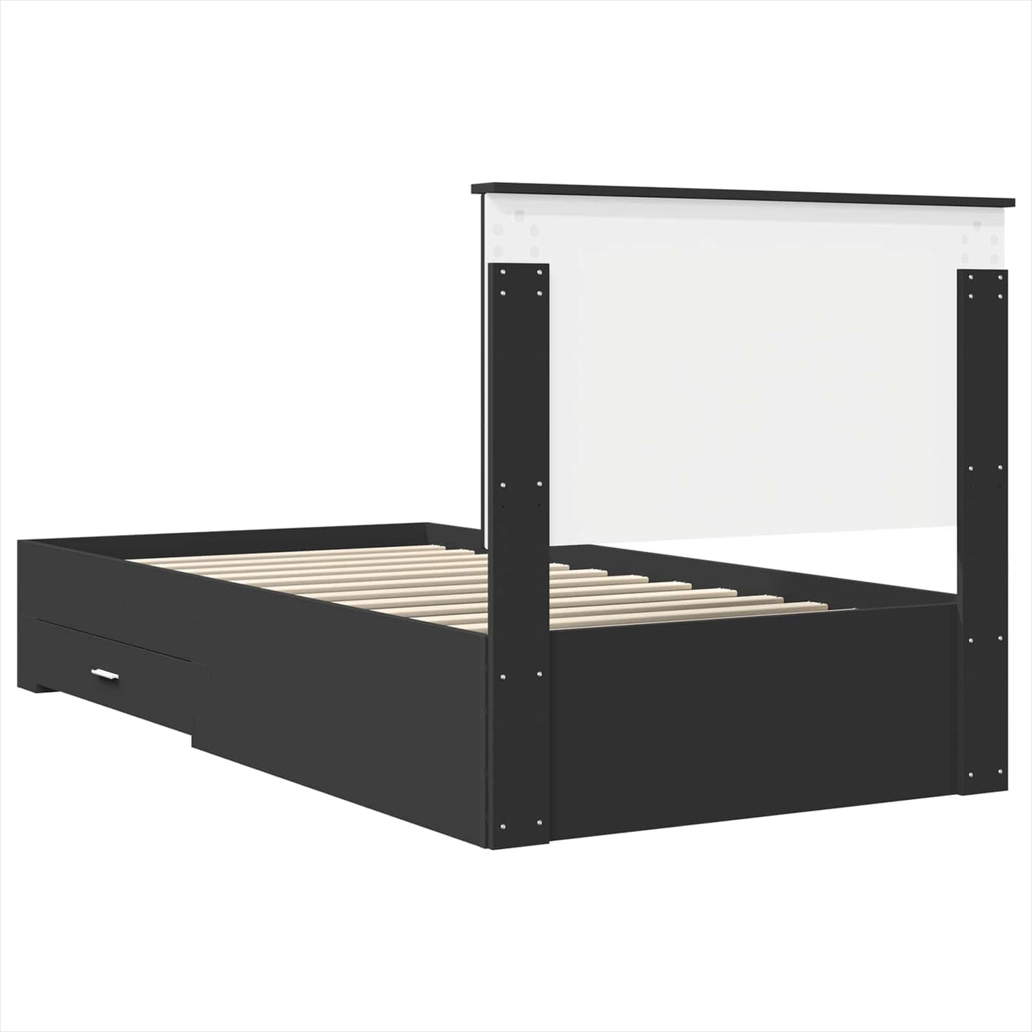Struttura del letto con testiera Nero e Argento 90 x 200 cm | homemem39