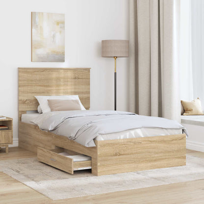 Struttura del letto con testiera Rovere Sonoma 100 x 200 cm | homemem39
