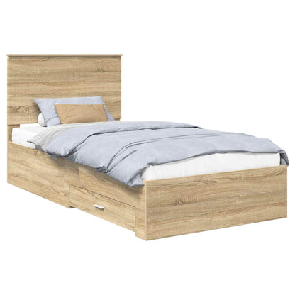 Struttura del letto con testiera Rovere Sonoma 100 x 200 cm | homemem39