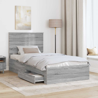 Struttura del letto con testiera Grigio Sonoma 100 x 200 cm | homemem39
