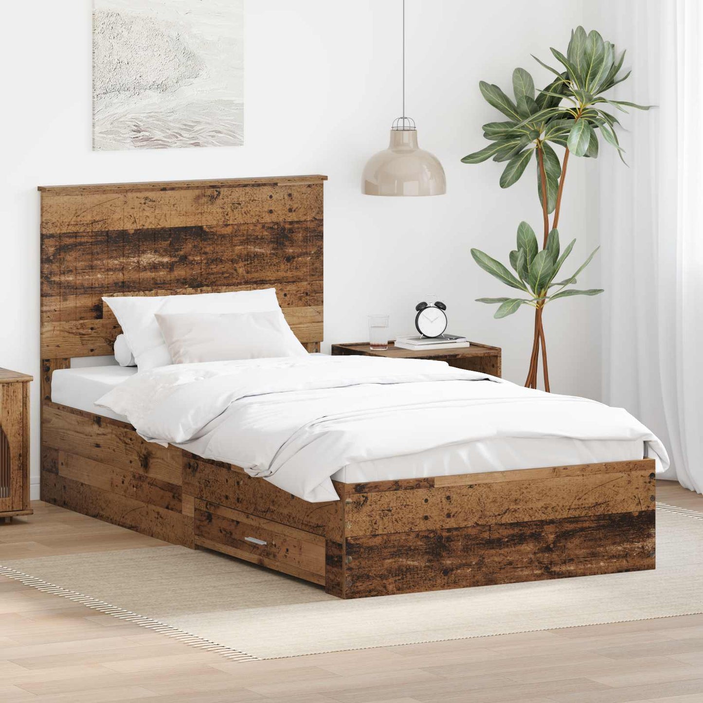 Struttura del letto con testiera Legno vecchio 100 x 200 cm | homemem39