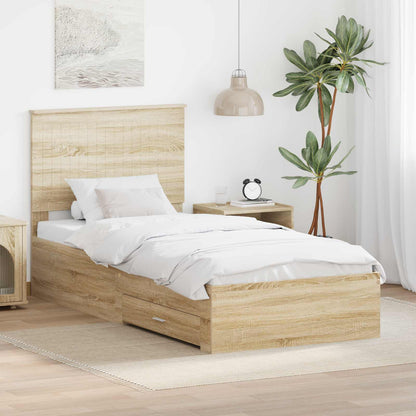 Struttura del letto Rovere Sonoma 90 x 200 cm Legno multistrato | homemem39