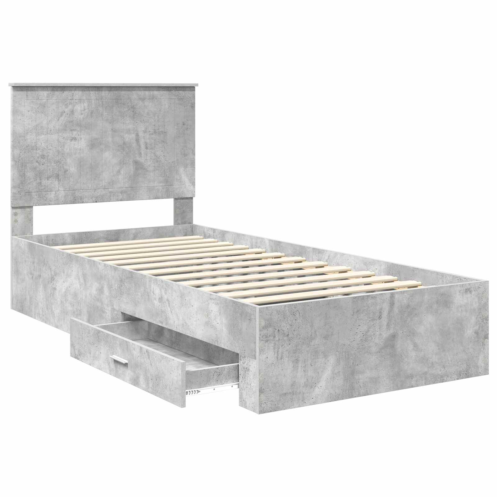 Struttura del letto con testiera Grigio cemento 90 x 200 cm | homemem39