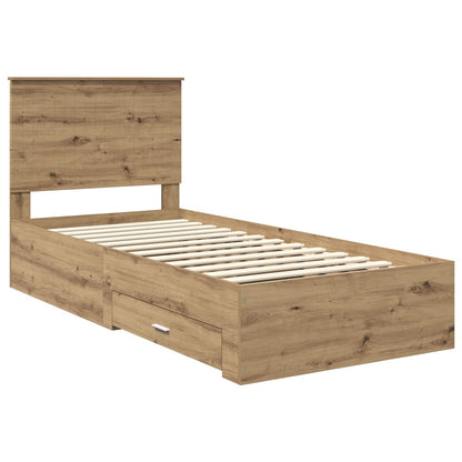 Struttura del letto con cassetto Rovere artigianale 90 x 200 cm | homemem39
