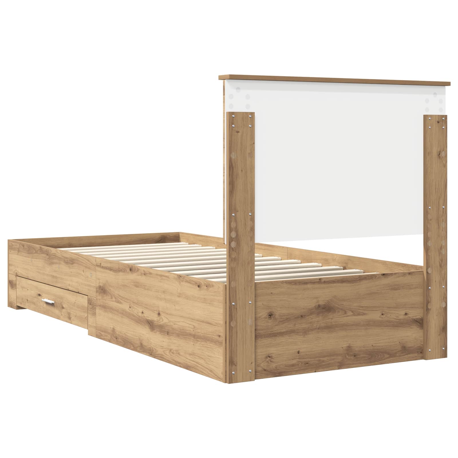 Struttura del letto con cassetto Rovere artigianale 90 x 190 cm | homemem39