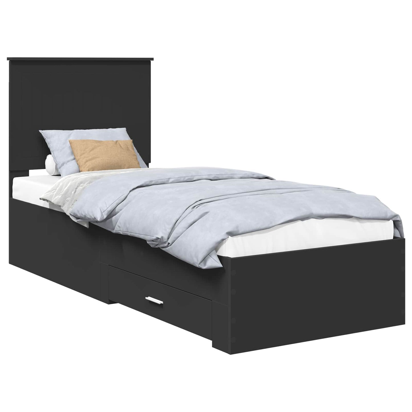 Struttura del letto con testiera Nero e Argento 70 x 190 cm | homemem39
