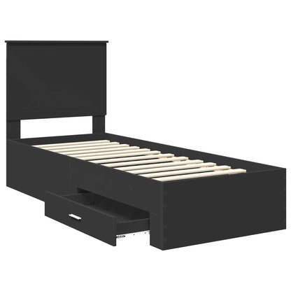 Struttura del letto con testiera Nero e Argento 70 x 190 cm | homemem39
