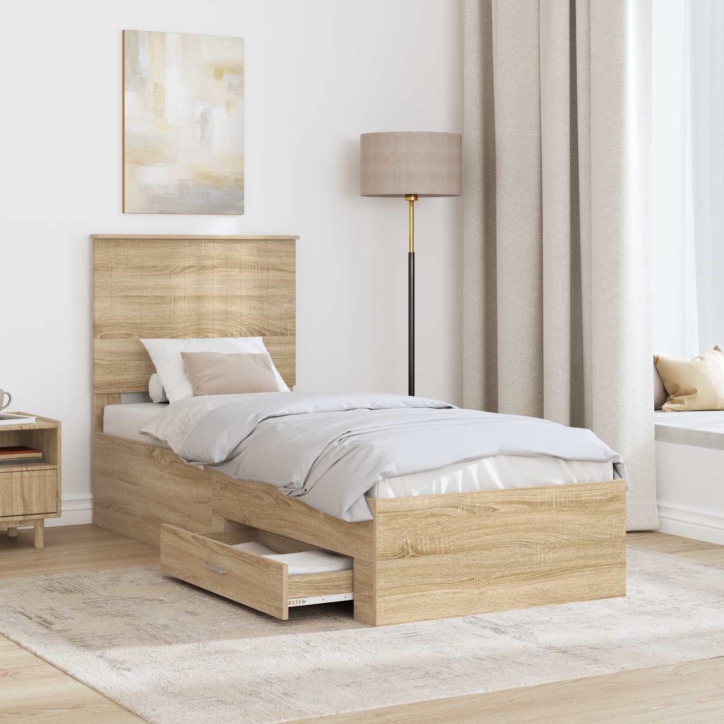 Struttura del letto Rovere Sonoma e Argento 70 x 190 cm | homemem39