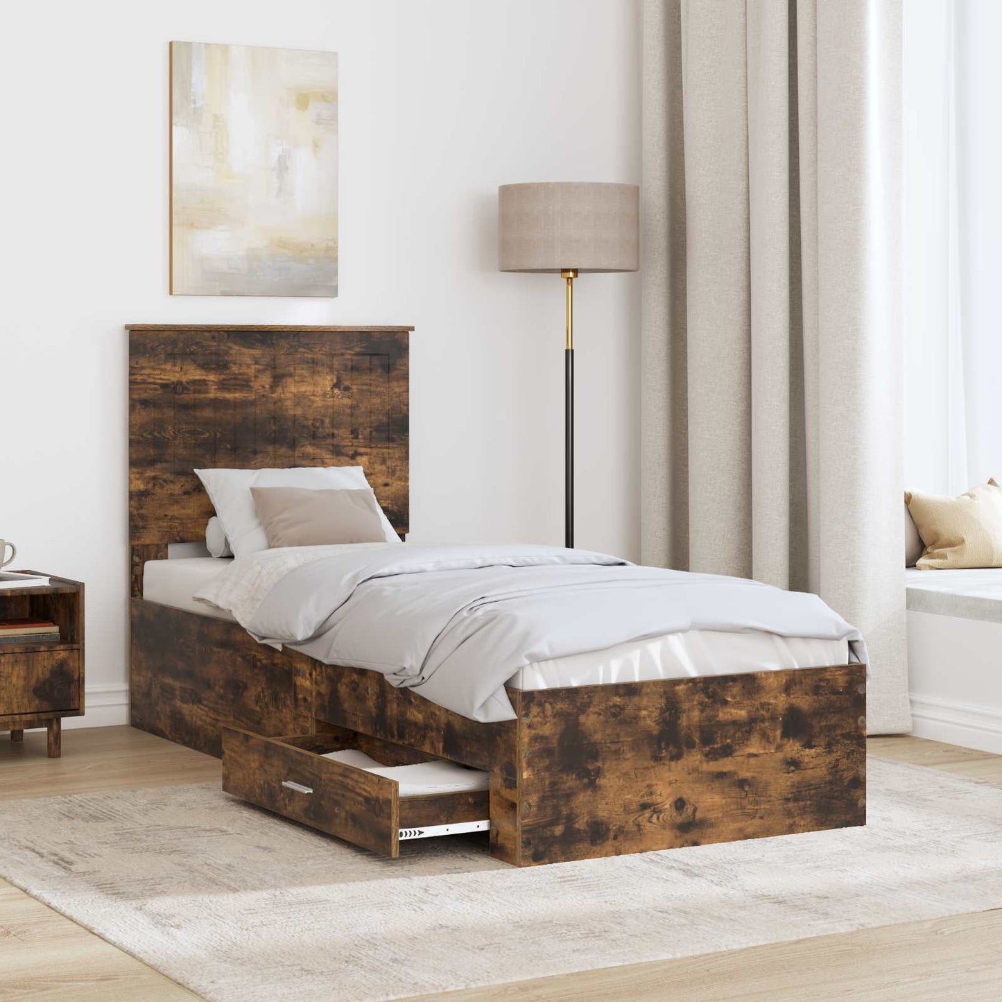 Struttura del letto Rovere Affumicato e Argento 70 x 190 cm | homemem39