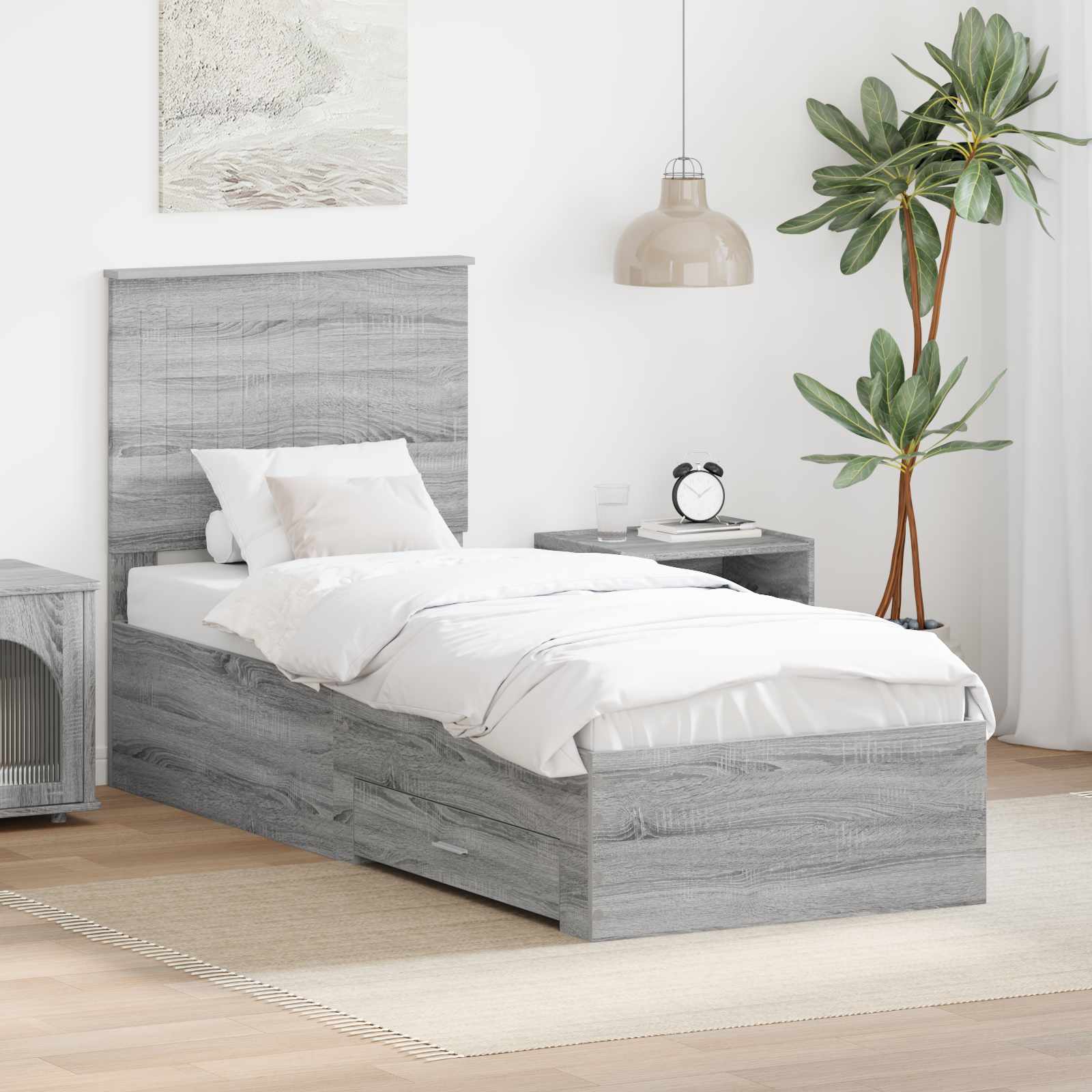 Struttura del letto Grigio Sonoma e Argento 70 x 190 cm | homemem39