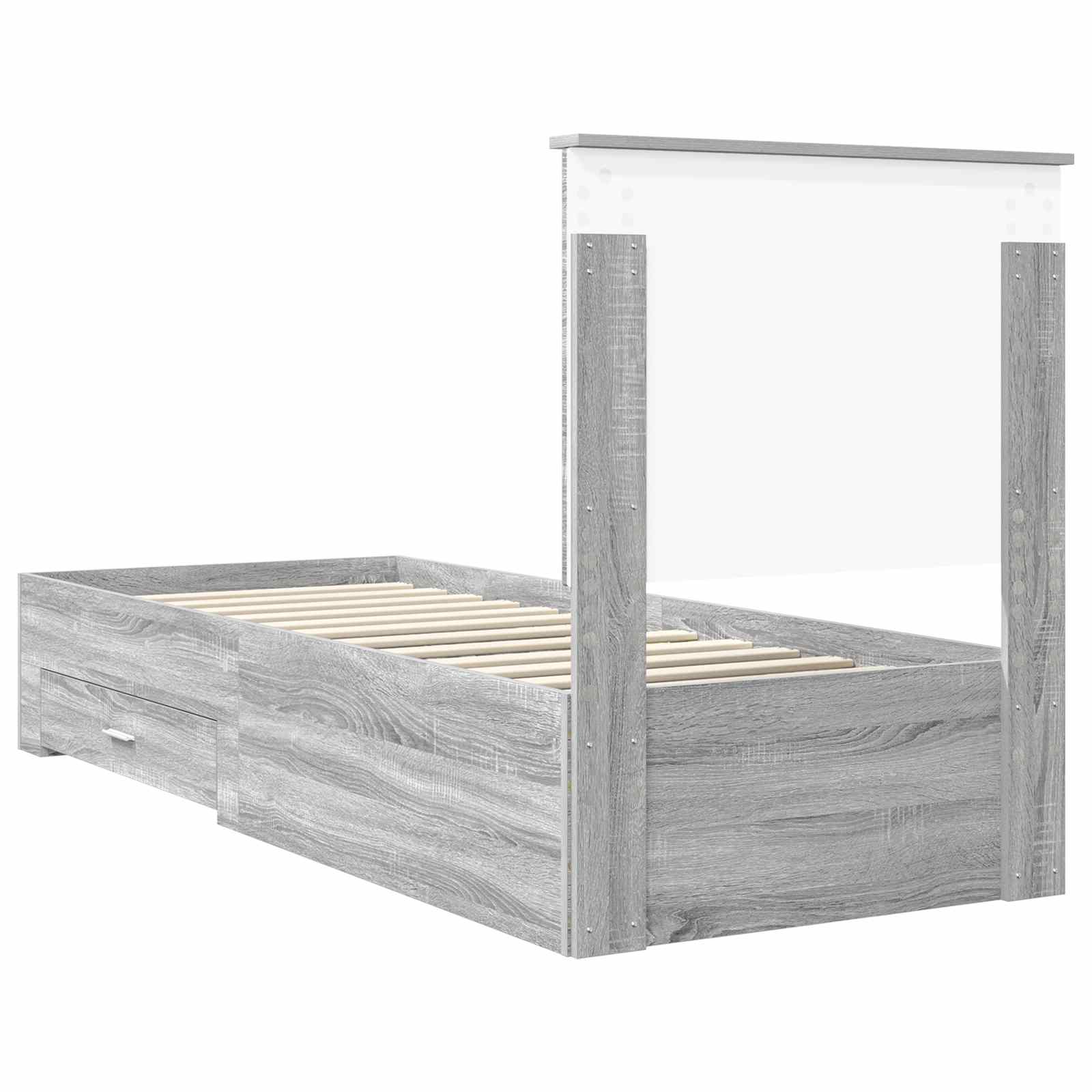 Struttura del letto Grigio Sonoma e Argento 70 x 190 cm | homemem39