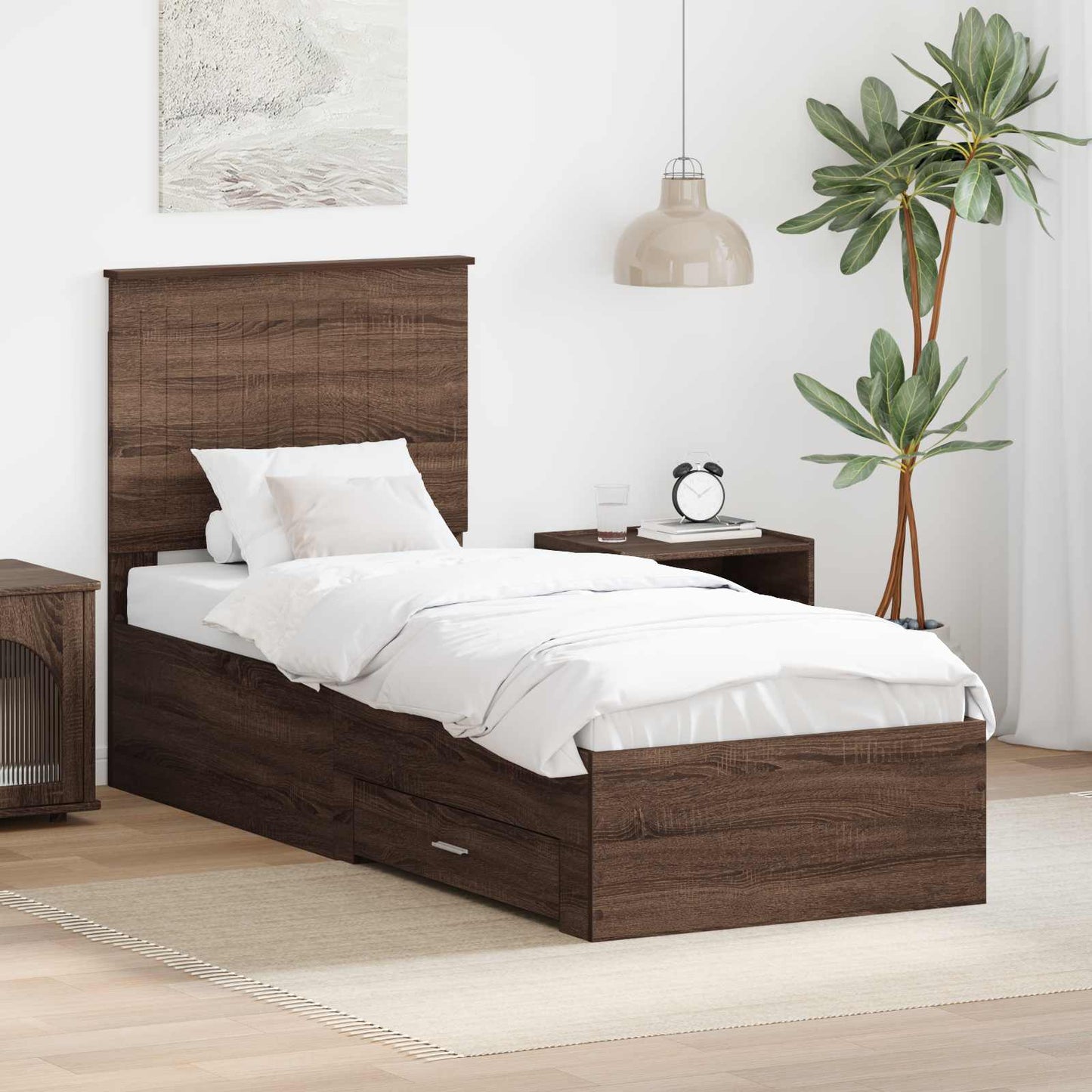 Struttura del letto Rovere Marrone e Argento 70 x 190 cm | homemem39