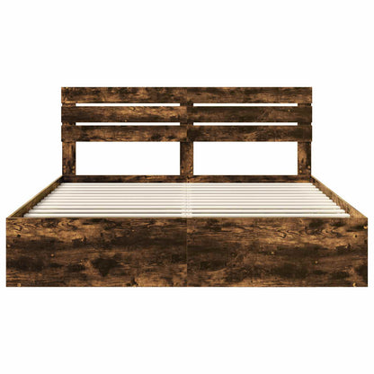 Struttura del letto Rovere fumé 200 x 200 cm Pino massello | homemem39