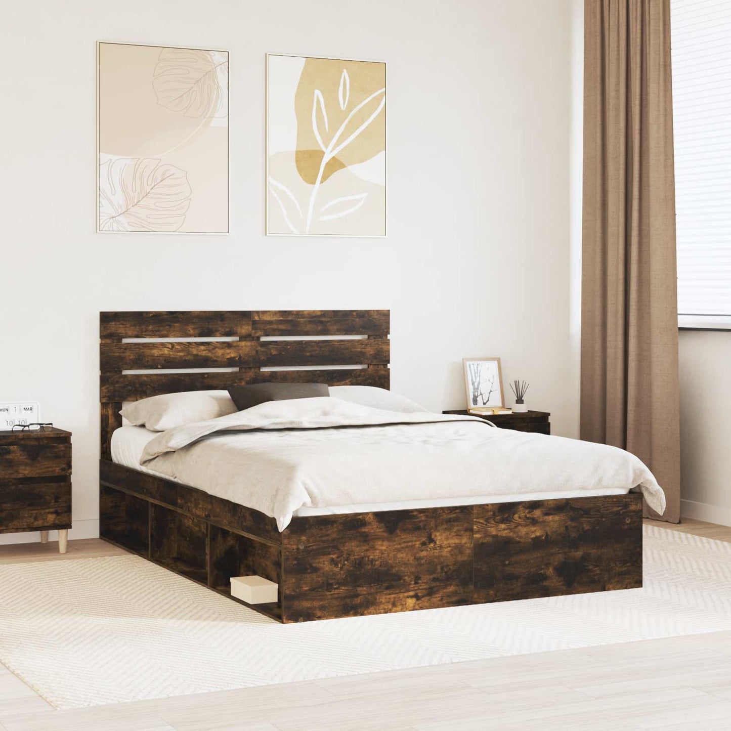 Struttura del letto Rovere fumé 140 x 200 cm Pino massello | homemem39