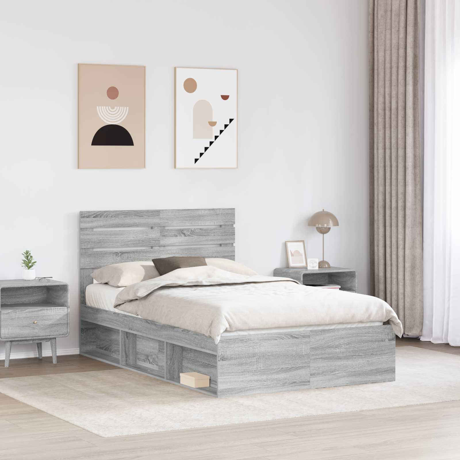 Struttura del letto Grigio Sonoma 120 x 190 cm Pino massello | homemem39