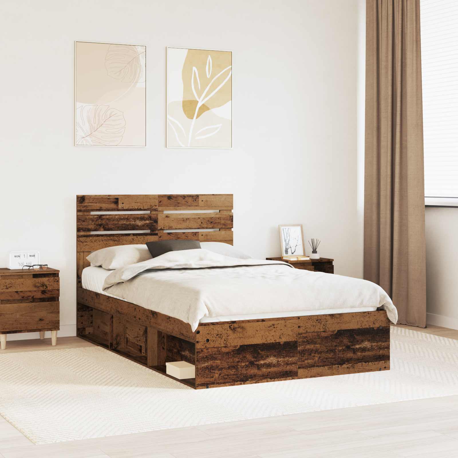 Struttura del letto Legno vecchio 120 x 190 cm Pino massello | homemem39