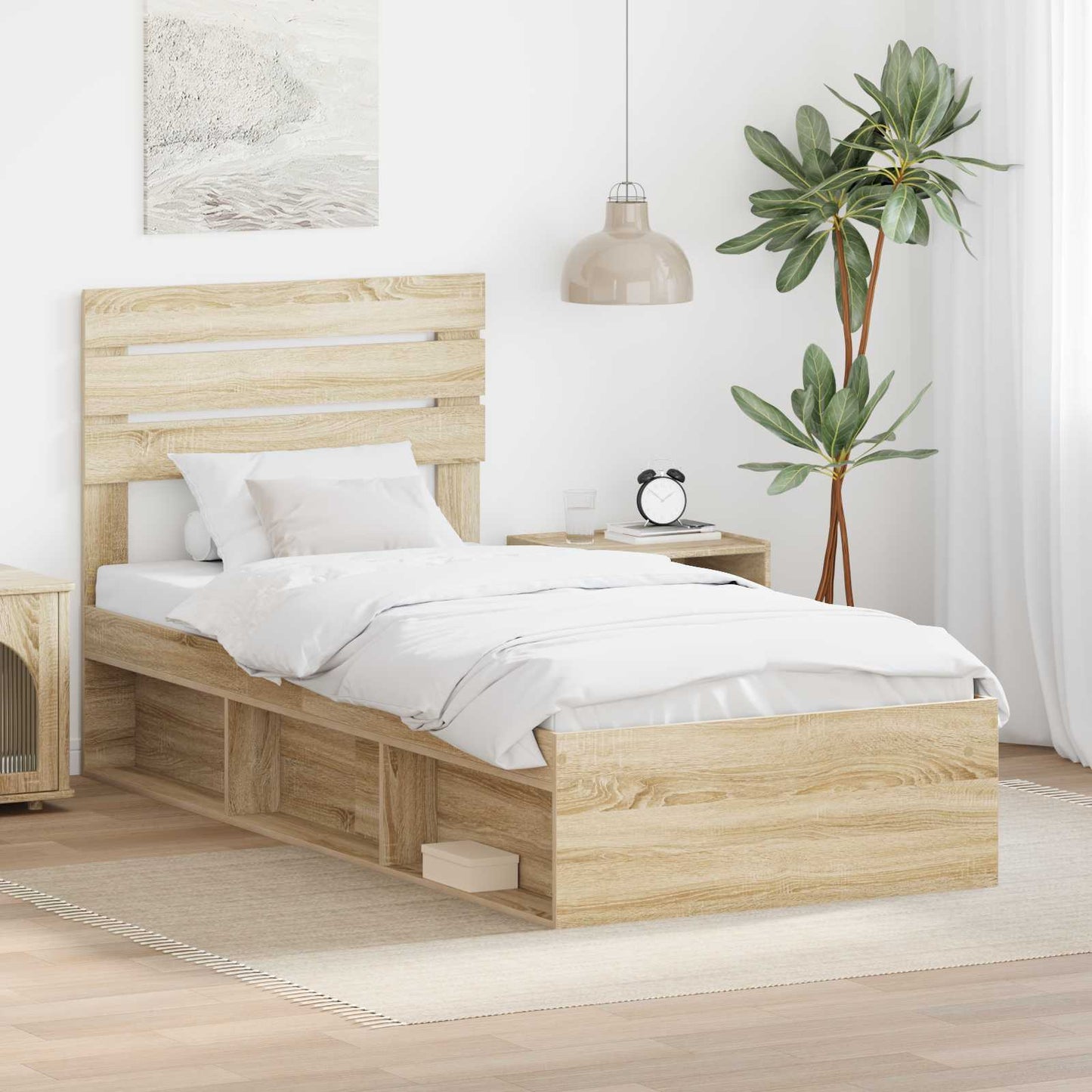 Struttura del letto Rovere Sonoma 90 x 200 cm Pino massello | homemem39