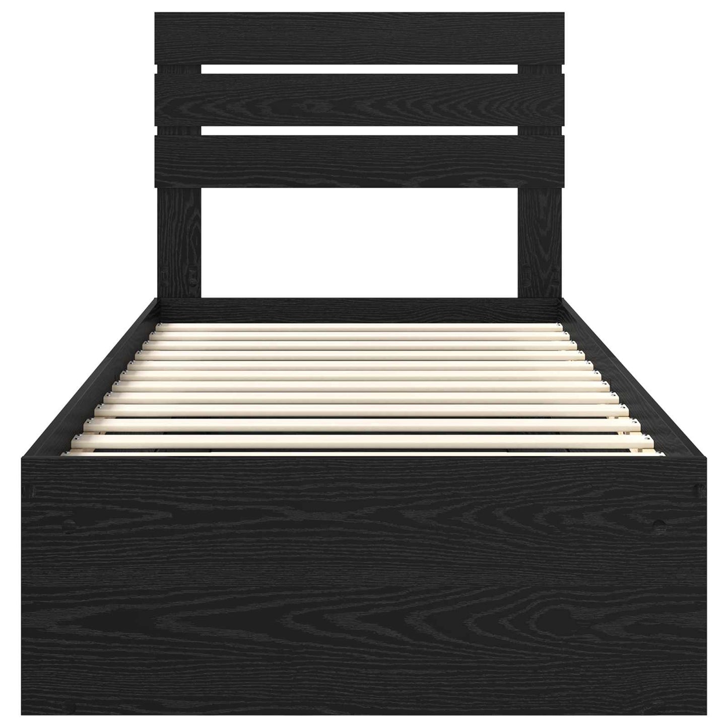 Struttura del letto con testiera Nero 90 x 190 cm Pino massello | homemem39