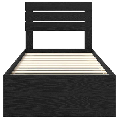 Struttura del letto con testiera Nero 90 x 190 cm Pino massello | homemem39