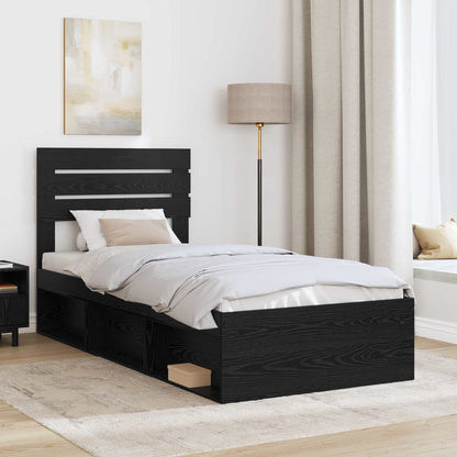Struttura del letto con testiera Nero 75 x 190 cm Pino massello | homemem39