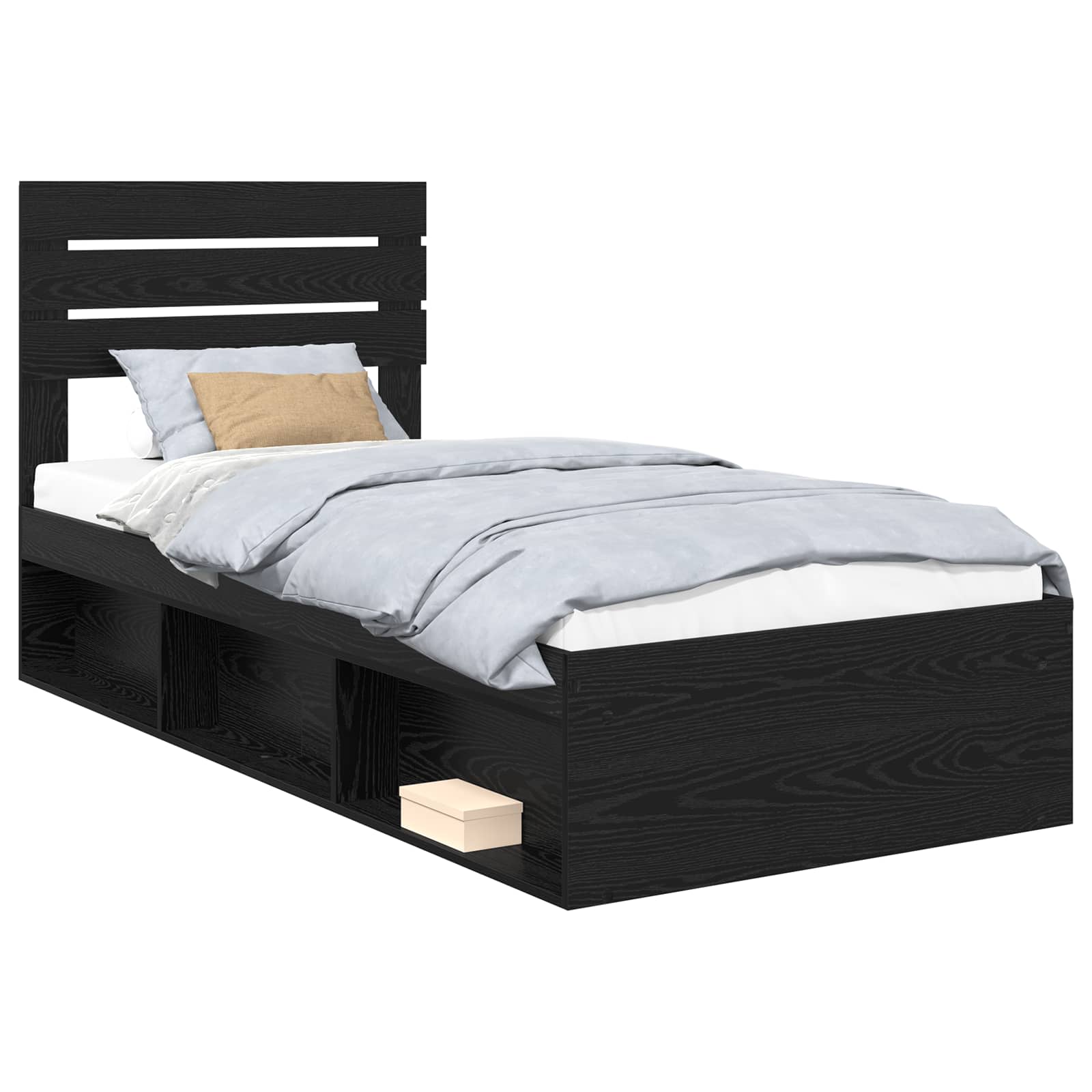 Struttura del letto con testiera Nero 75 x 190 cm Pino massello | homemem39