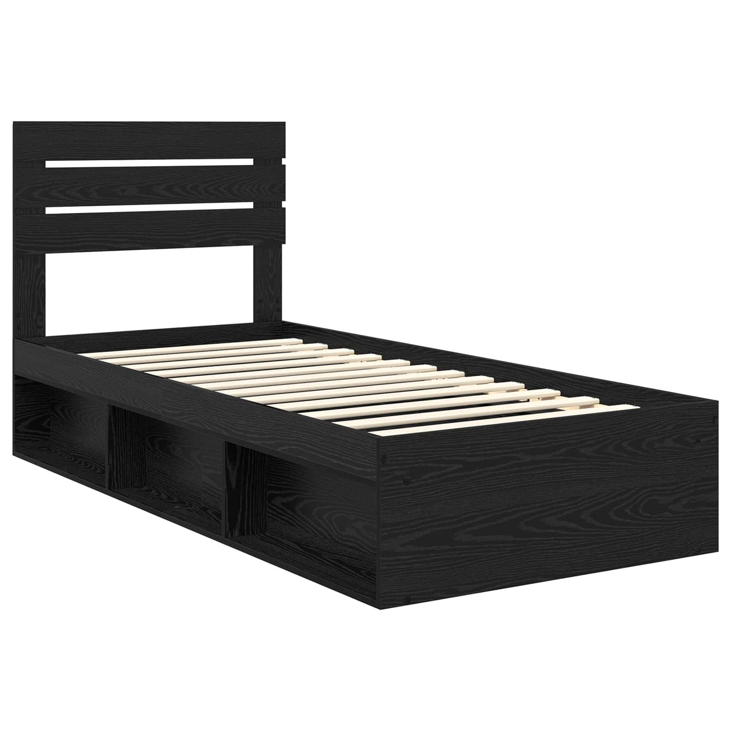 Struttura del letto con testiera Nero 75 x 190 cm Pino massello | homemem39