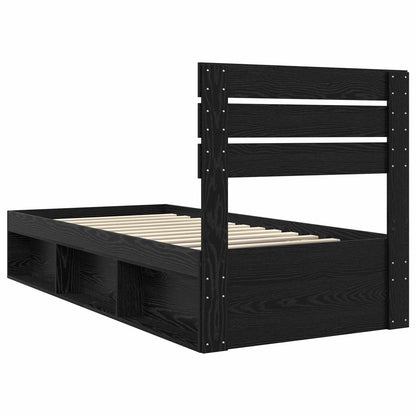 Struttura del letto con testiera Nero 75 x 190 cm Pino massello | homemem39