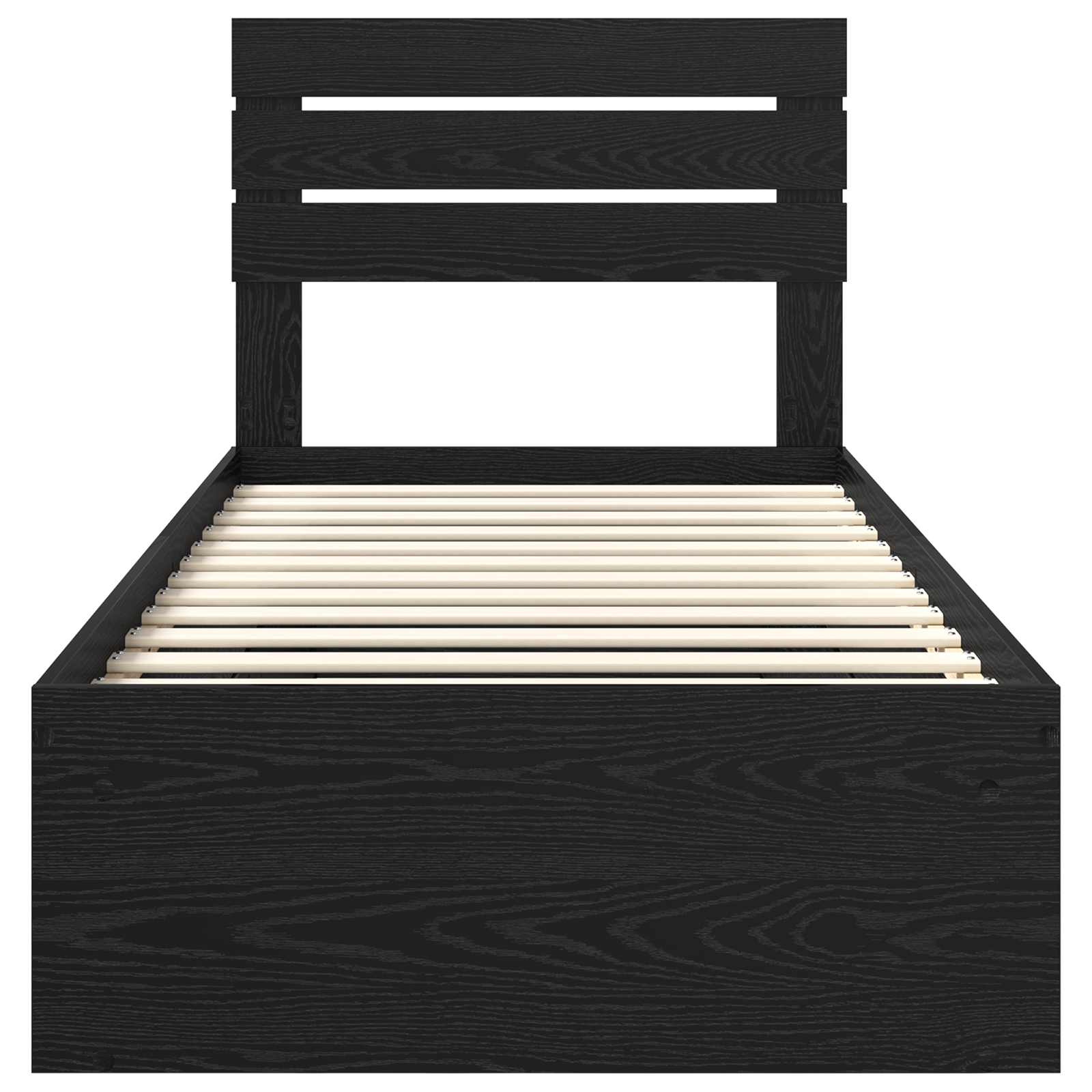 Struttura del letto con testiera Nero 75 x 190 cm Pino massello | homemem39
