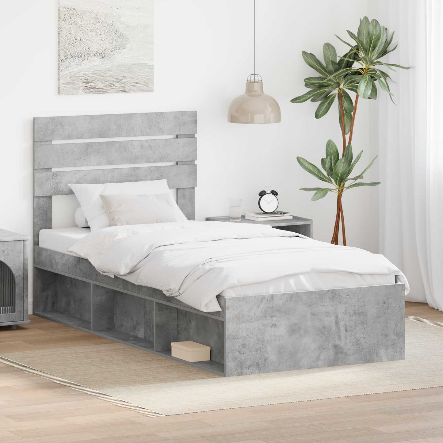 Struttura del letto Grigio Concretè 75 x 190 cm Pino massello | homemem39