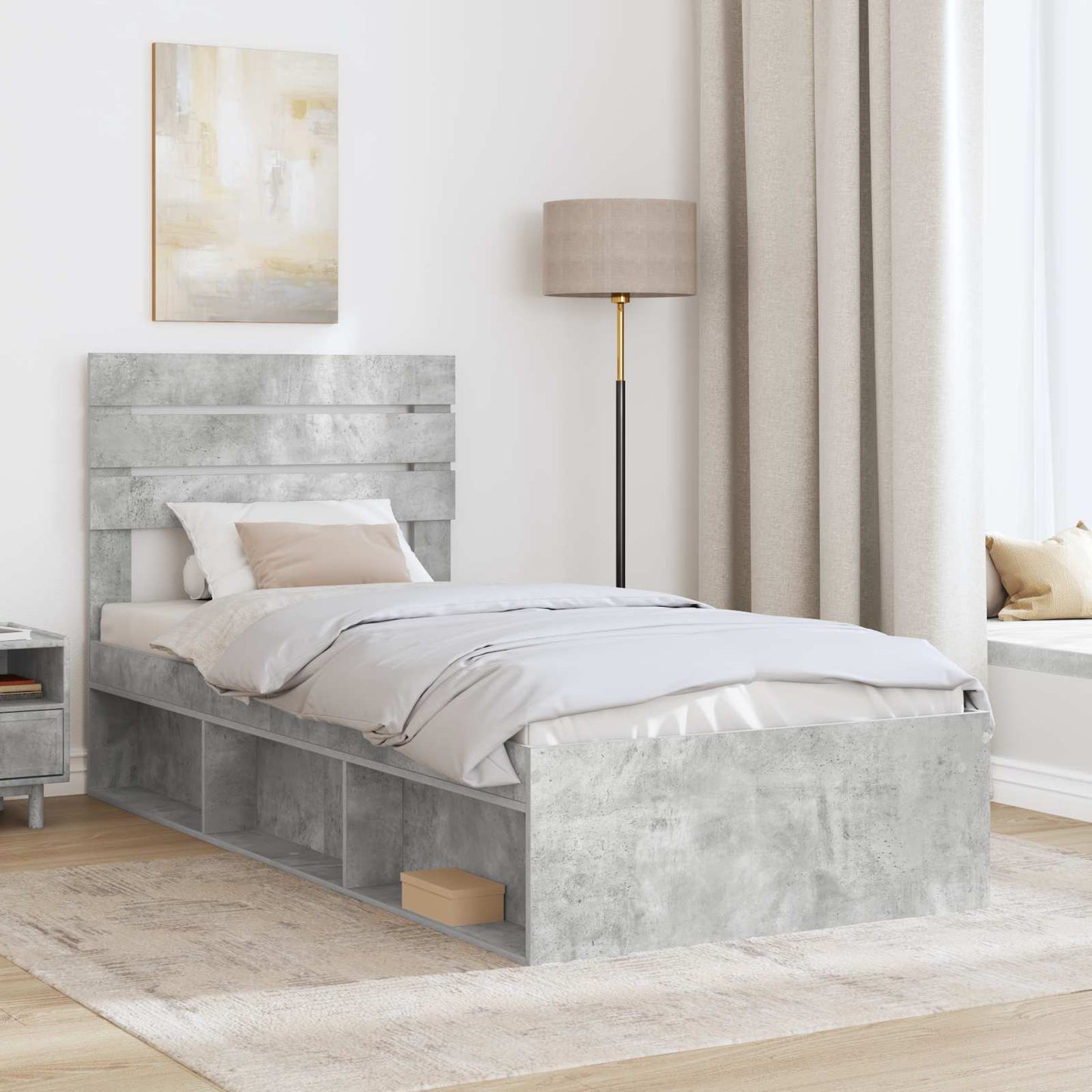 Struttura del letto Grigio Concretè 75 x 190 cm Pino massello | homemem39