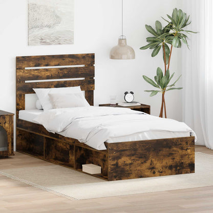 Struttura del letto Rovere fumé 75 x 190 cm Pino massello | homemem39