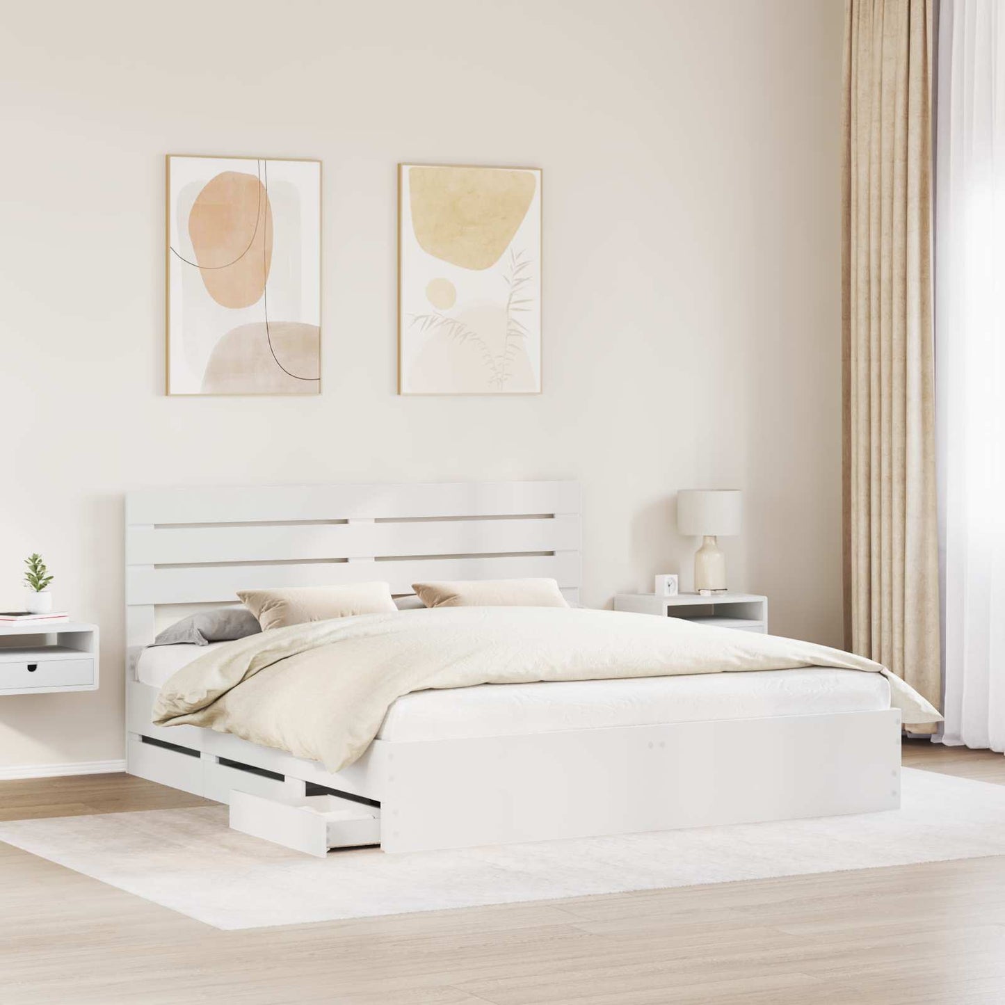 Struttura del letto Bianco 200 x 200 cm Legno Ingegnerizzato | homemem39