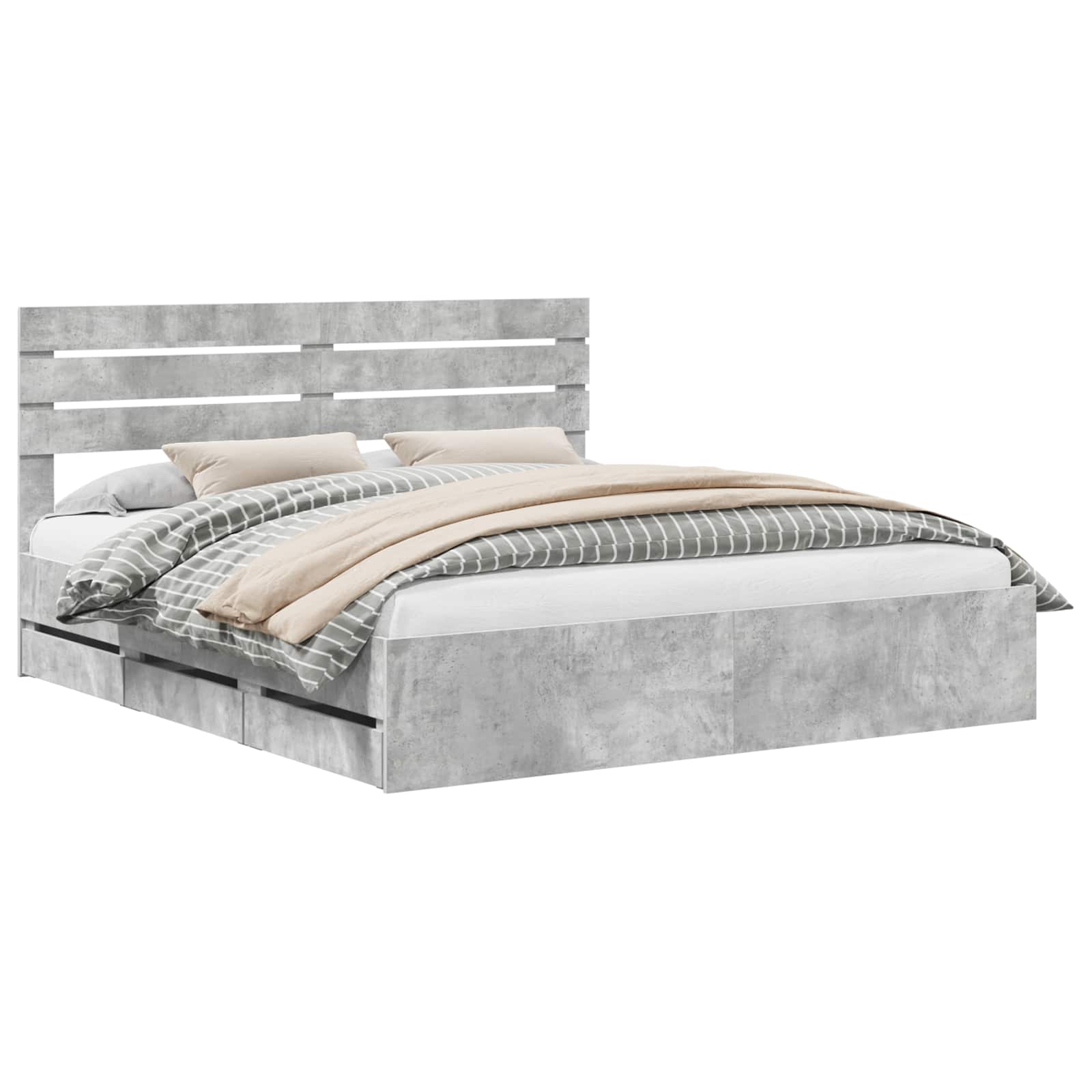 Struttura del letto con cassetto Grigio cemento 200 x 200 cm | homemem39