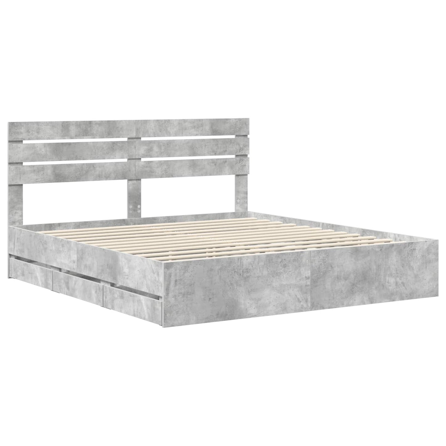 Struttura del letto con cassetto Grigio cemento 200 x 200 cm | homemem39