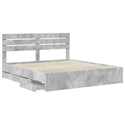 Struttura del letto con cassetto Grigio cemento 200 x 200 cm | homemem39