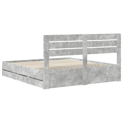 Struttura del letto con cassetto Grigio cemento 200 x 200 cm | homemem39