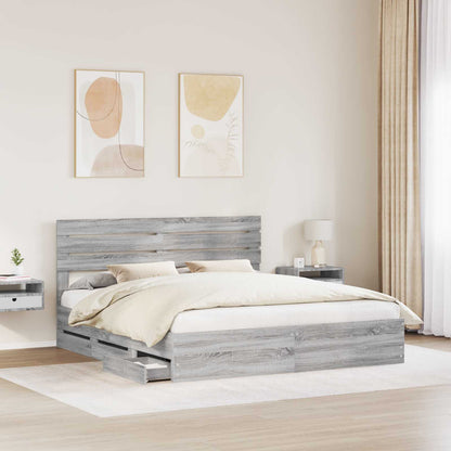 Struttura del letto con cassetto Grigio Sonoma 200 x 200 cm | homemem39