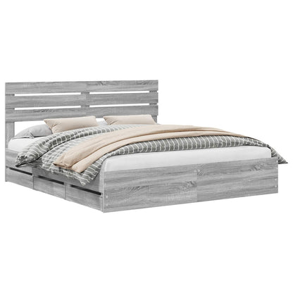 Struttura del letto con cassetto Grigio Sonoma 200 x 200 cm