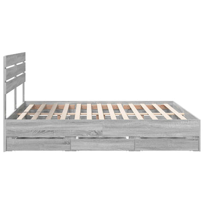 Struttura del letto con cassetto Grigio Sonoma 200 x 200 cm | homemem39