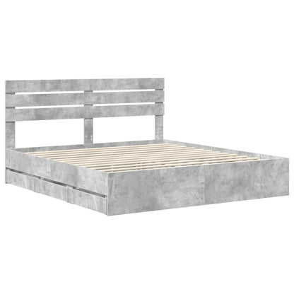 Struttura del letto con cassetto Grigio cemento 180 x 200 cm | homemem39