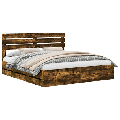 Struttura del letto con cassetto Rovere fumé 180 x 200 cm