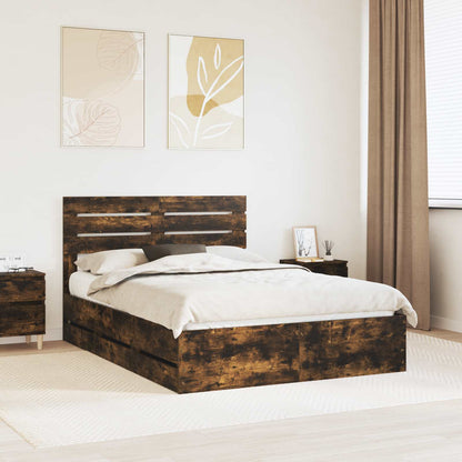 Struttura del letto con cassetto Rovere fumé 160 x 200 cm | homemem39