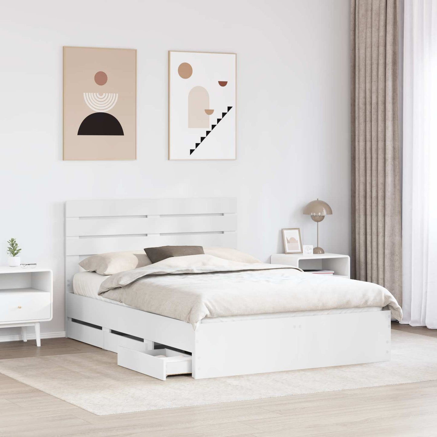 Struttura del letto Bianco 150 x 200 cm Legno Ingegnerizzato