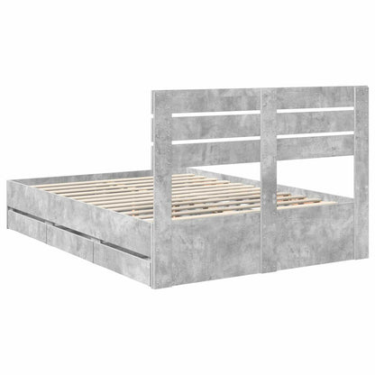 Struttura del letto con cassetto Grigio cemento 140 x 190 cm