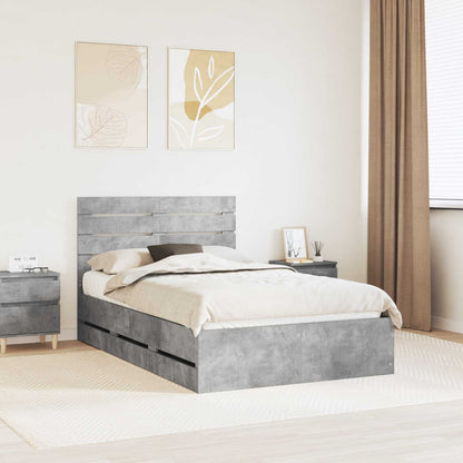 Struttura del letto con cassetto Grigio cemento 135 x 190 cm
