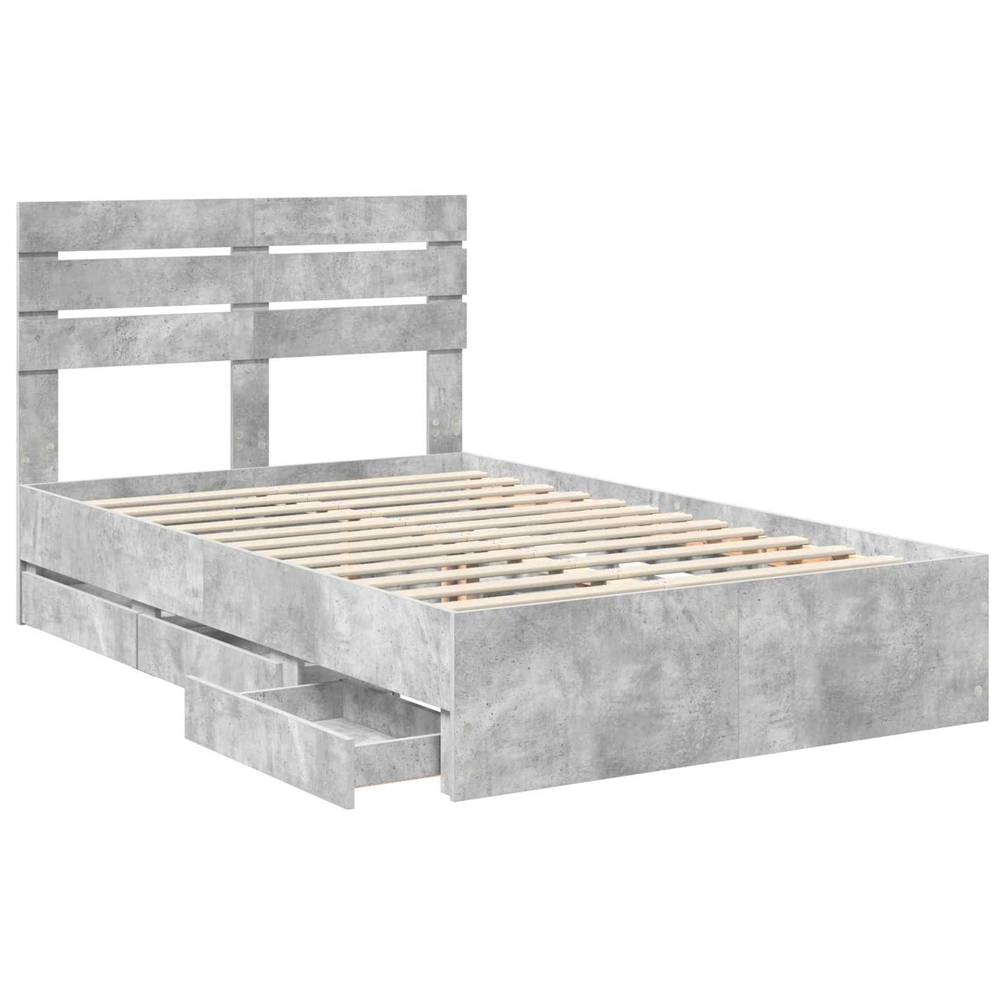 Struttura del letto con cassetto Grigio cemento 135 x 190 cm | homemem39