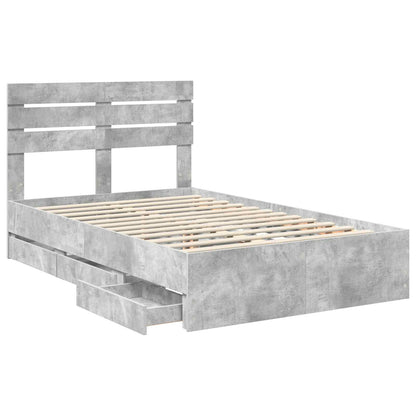 Struttura del letto con cassetto Grigio cemento 135 x 190 cm | homemem39