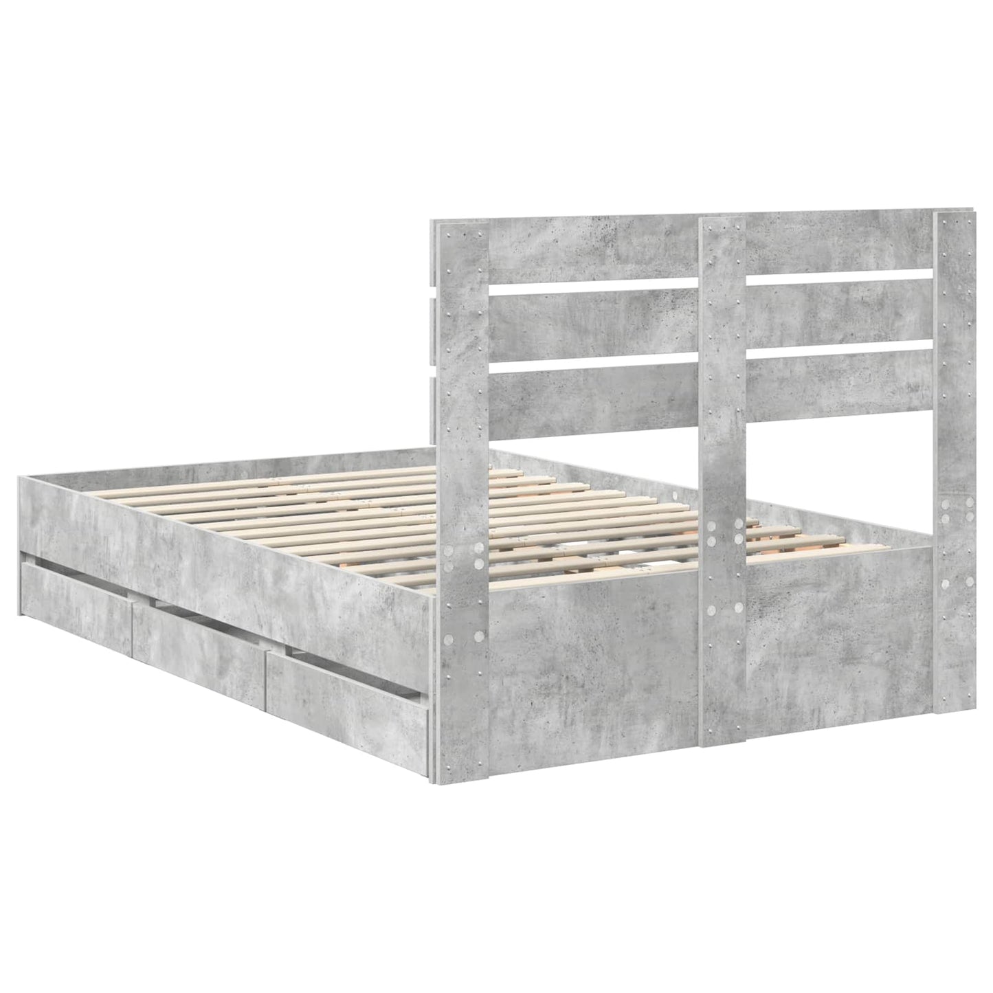 Struttura del letto con cassetto Grigio cemento 135 x 190 cm | homemem39