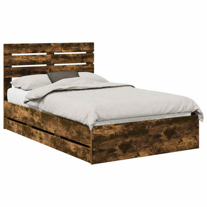 Struttura del letto con cassetto Rovere fumé 135 x 190 cm | homemem39