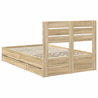 Struttura del letto con cassetto Rovere Sonoma 120 x 190 cm | homemem39